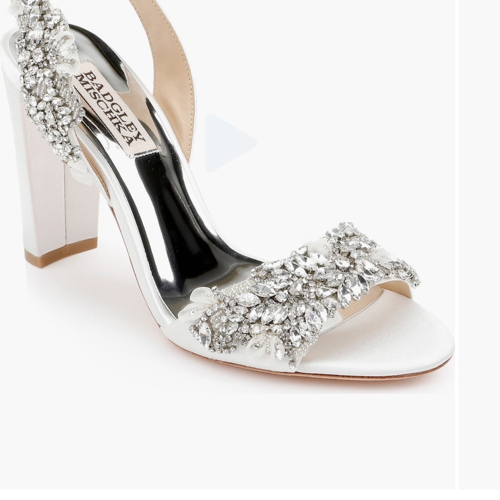 Badgley Mischka Silver Embellished Heels - Picture 3 of 4